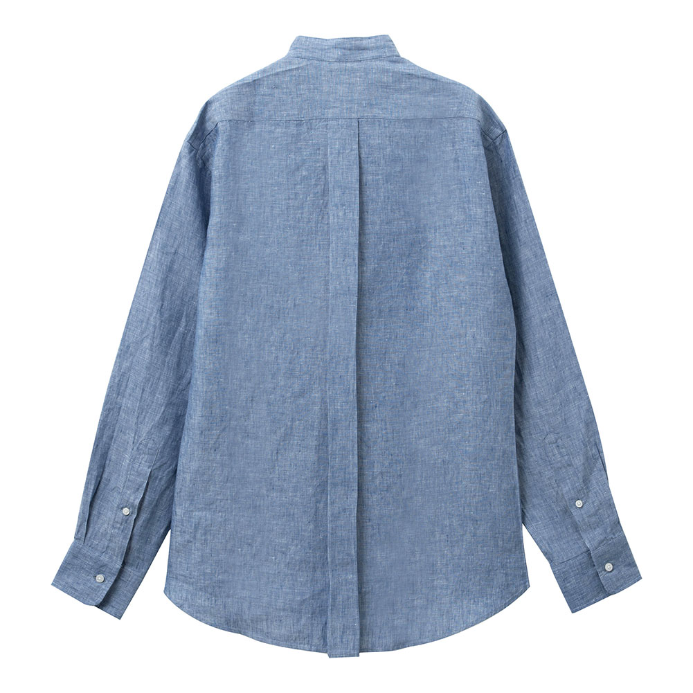 リネンシャツ カジュアルシャツ CHOYA URBAN STYLE スタンドカラー ブルー ネイビー 紺 麻 青 100％ 春夏 2507ft