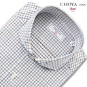 長袖 ワイシャツ メンズ カッターシャツ 綿100% 日本製Yシャツ CHOYA1886 チェック カッタウェイ ドレスシャツ(cvd703-475) 24FA