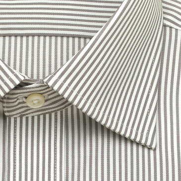 CHOYA SHIRT FACTORY スリムフィット 日清紡アポロコット 長袖 ワイシャツ メンズ 春夏秋冬 形態安定加工 ブラウンのロンドンストライプ ワイドカラーシャツ|綿:100% ブラウン(cfd343-470)(sa1) 父の日