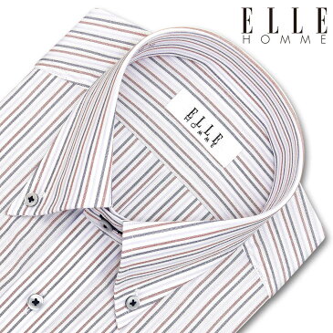 ELLE HOMME 長袖 ワイシャツ メンズ 春夏秋 形態安定 涼感素材 ゆったり マルチカラーストライプ ボタンダウン|綿:50% ポリエステル:50% マルチカラー(zed421-415) 2203SS