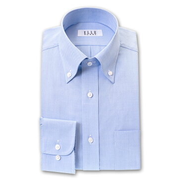 ELLE HOMME 長袖 ワイシャツ メンズ 形態安定 ゆったり ボタンダウンカラー ロイヤルオックスフォード 綿:50% ポリエステル:50% 灰色 シャンブレーサックスブルー(sa1) 2202ft