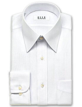 ELLE HOMME 長袖 ワイシャツ メンズ 春夏秋冬 形態安定加工 ゆったり 白ドビーストライプ レギュラーカラーシャツ | 綿 ポリエステル ホワイト 高級 上質 (zed860-200) 就活 冠婚葬祭(sa1)