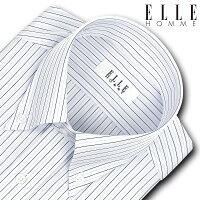 ELLE HOMME 長袖 ワイシャツ メンズ 春夏秋冬 形態安定加工 ブルートーン・オルタネイトストライプ ボタンダウンシャツ |綿 ポリエステル ブルー(zed902-355)