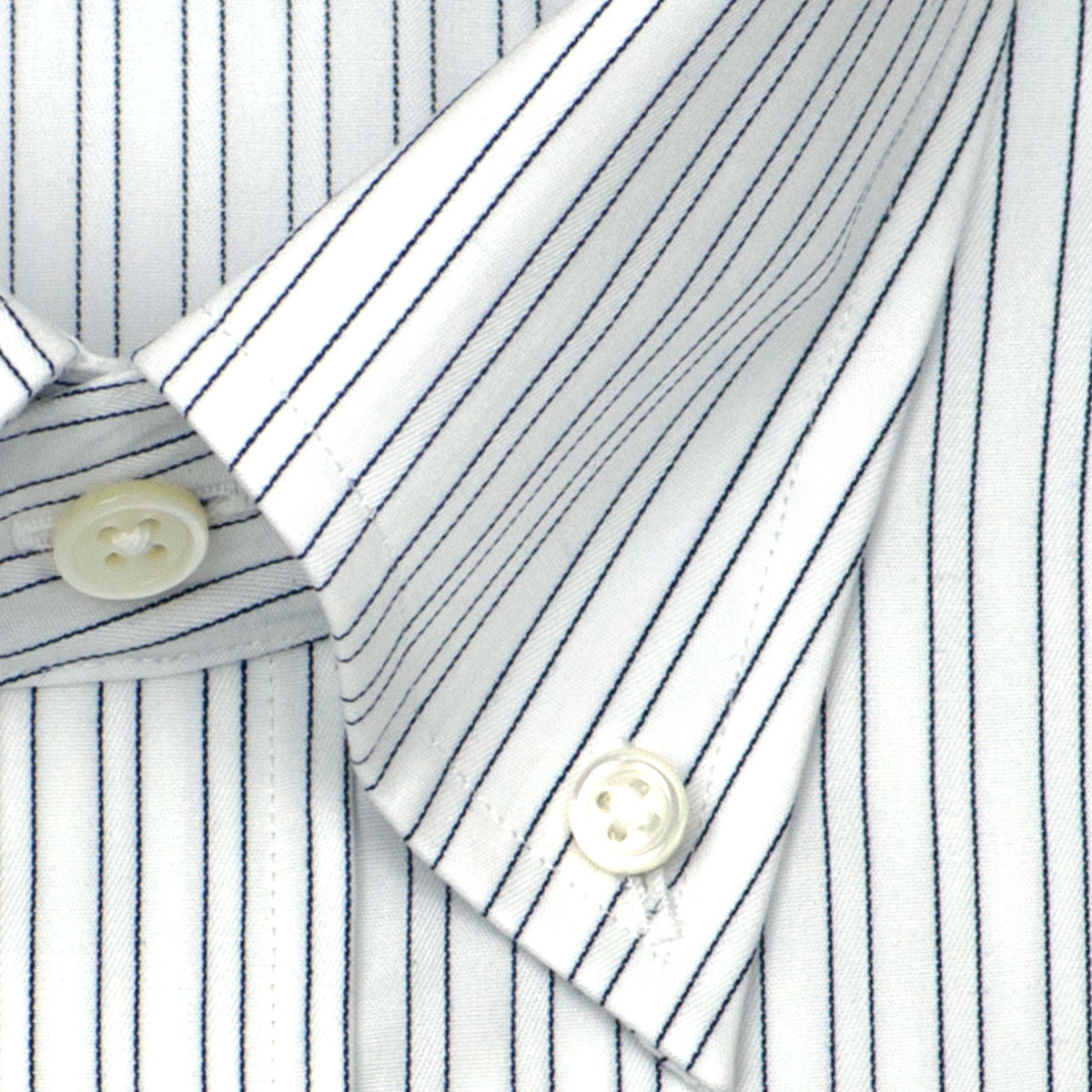 LORDSON Crest 長袖 ワイシャツ メンズ 形態安定 スリム ピンストライプ ボタンダウン 綿100% ホワイト 高級 上質 (zod164-455) 2206CL