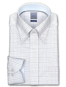【LORDSON】長袖 綿100% 形態安定加工 標準体グラフチェック・ボタンダウンCHOYAシャツ/ドレスシャツ/ワイシャツ/Yシャツ/ビジネスシャツ/メンズ(zod911-655)