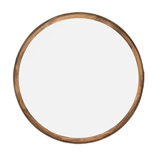丸型ウッドウォールミラー 木製壁掛けミラー 無垢材シンプルミラー ブラウン ナチュラル [3]