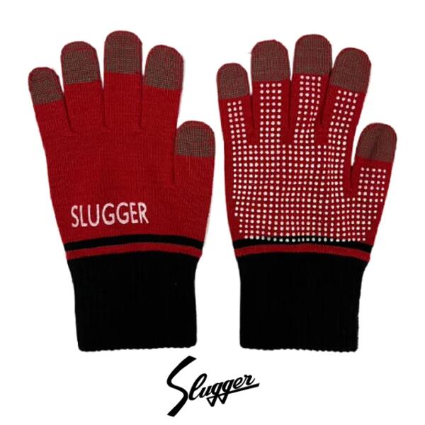 久保田スラッガーニット手袋(軍手) SW-24 防寒 手袋 レッド×ブラック Kubota Slugger