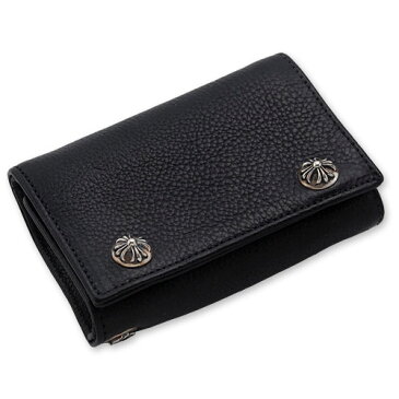 【CHROME HEARTS　クロムハーツ　Wallet　ウォレット　財布　レザー】3ホールドウォレット/レザーw/クロスボタン【送料無料】