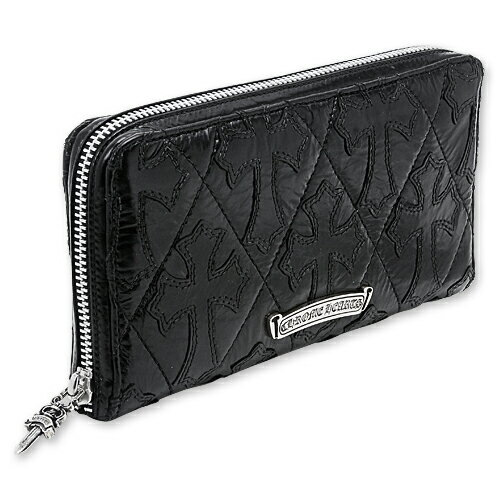 【CHROME HEARTS　クロムハーツ　Wallet　ウォレット　財布　レザー】REC Fジップウォレット/ブラックパテントレザーセメタリークロスキルト/#2【送料無料】