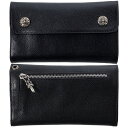 【CHROME HEARTS クロムハーツ Wallet ウォレット 財布 レザー】ウェーブウォレット/レザーwクロスボタン【送料無料】