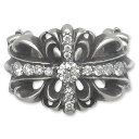 CHRONO Original(NmIWi)FDouble Floral Cross Ring w/Pave Diamond(_ut[NXOw/pF_Ch)