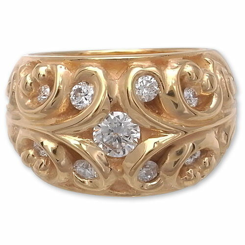 CHRONO Original(クロノオリジナル):Rimmed Filigree Ring/22K Gold Plate w/9 Diamond(リムドフィリ...