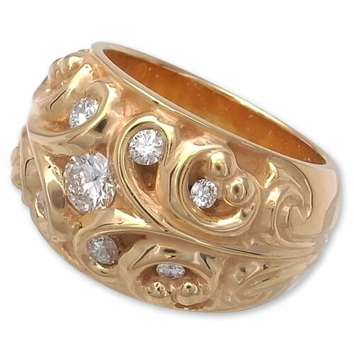 CHRONO Original(クロノオリジナル)：Rimmed Filigree Ring/22K Gold Plate w/9 Diamond(リムドフィリグリーリング/22Kゴールドコーティングw/9ダイヤモンド)