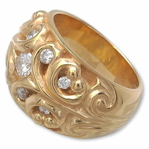 CHRONO Original(クロノオリジナル)：Rimmed Filigree Ring/22K Gold Plate w/9 Diamond(リムドフィリグリーリング/22Kゴールドコーティングw/9ダイヤモンド)