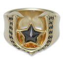 【KING LIMO キングリモ Ring リング】クラシックスターリング/18Kゴールドコーティングw/パヴェブラックCZ【送料無料】(4)