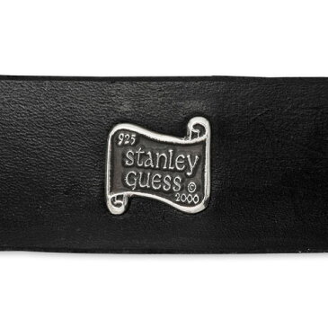 【STANLEY GUESS　スタンリーゲス　Belt Buckle　ベルト　バックル】1ピースレザーベルトw/スクエアウッドバックルw/ブルドッグインレイド/フィリグリースタッズ【送料無料】