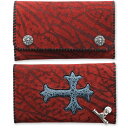 【VAN AMBURG LEATHERS ヴァンアンバーグレザーズ Wallet ウォレット 財布】ラージバイカーウォレット/レッドジラフw/クロスインレイw/Tバー【送料無料】(4)
