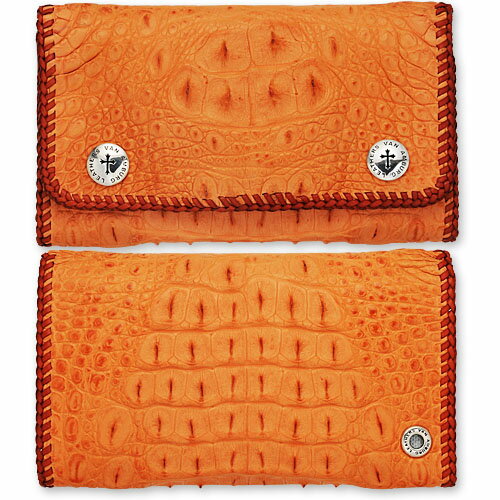 【VAN AMBURG LEATHERS　ヴァンアンバーグレザーズ　Wallet　ウォレット　財布】ラージバイカーウォレット/ヘッドピースアリゲーター/タンジェリン【送料無料】(4)
