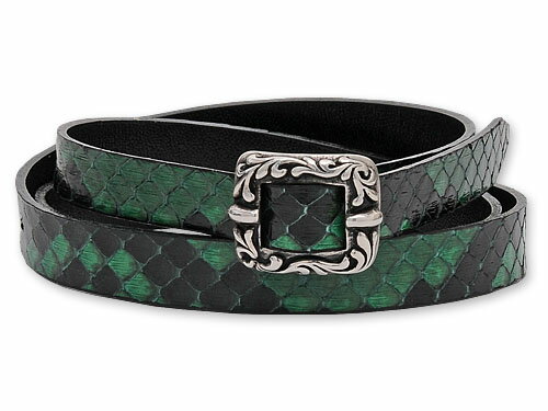 【VAN AMBURG LEATHERS ヴァンアンバーグレザーズ Bracelet ブレスレット】シングルラップスネークレザーブレスレットw/ベイビーフローバックル/グリーン&ブラック【送料無料】