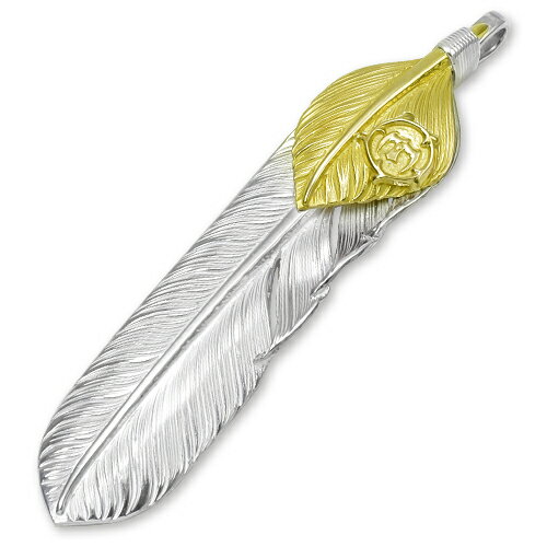 【鷲見太郎　Pendant　ペンダント】Lフライトフェザー&K18ハートフェザーw/K18アラベスクイーグルメタルペンダント01【送料無料】