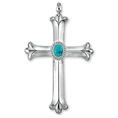 【鷲見太郎 Pendant ペンダント】クロスペンダントw/ターコイズSVカップ/オーバル6×8【送料無料】