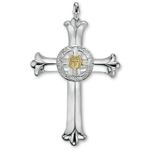 【鷲見太郎 Pendant ペンダント】クロスペンダントw/K18イエローゴールドアラベスクイーグルメタル・オン・メディシンホイール【送料無料】