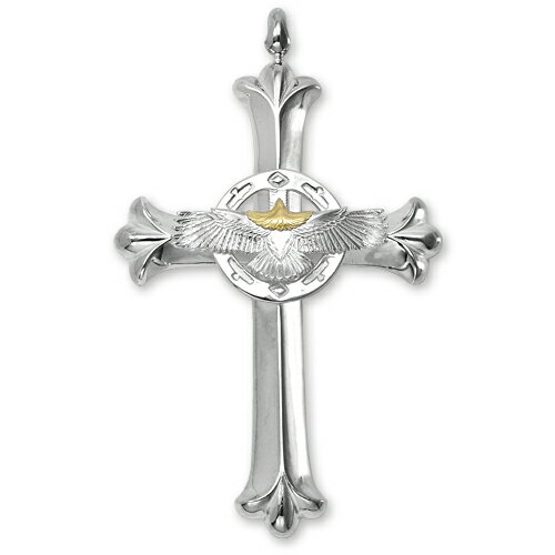 【鷲見太郎 Pendant ペンダント】クロスペンダントw/K18イエローゴールドヘッドイーグル/eg-05・オン・メディシンホイール【送料無料】