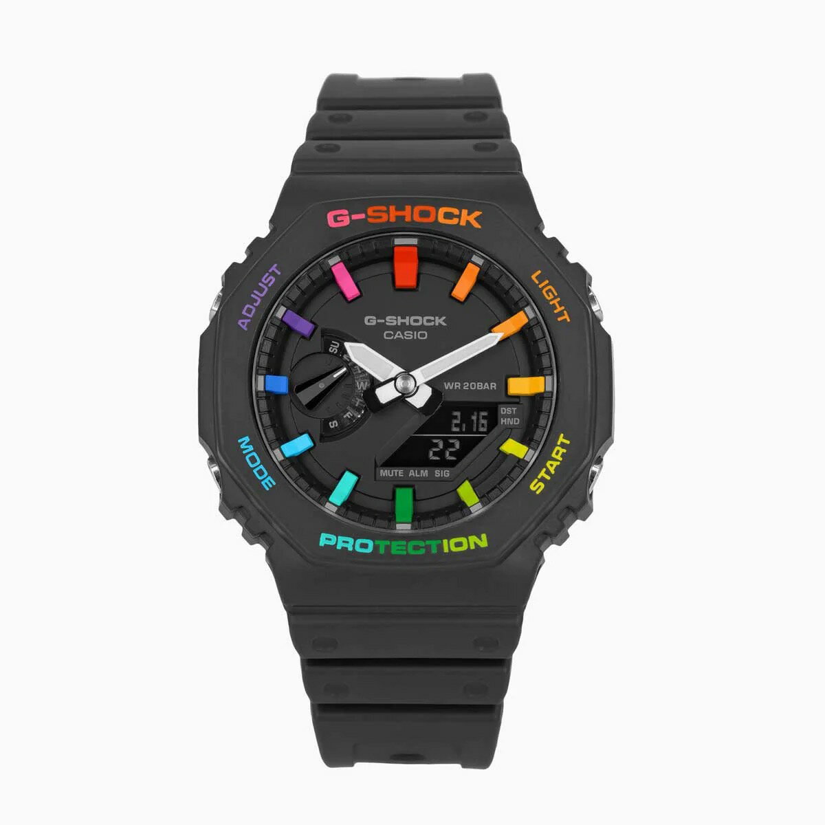 CasiOak BLACK Metal Rainbow (ブラックメタルレインボー）G-Shockシリーズ　Gショック IFLW ウォッチ 腕時計1本 防水 rolex ロレックス インテリア 収納 フランクミューラー オメガ ルイヴィトン グッチ ブライトリング カシオ GA-2100