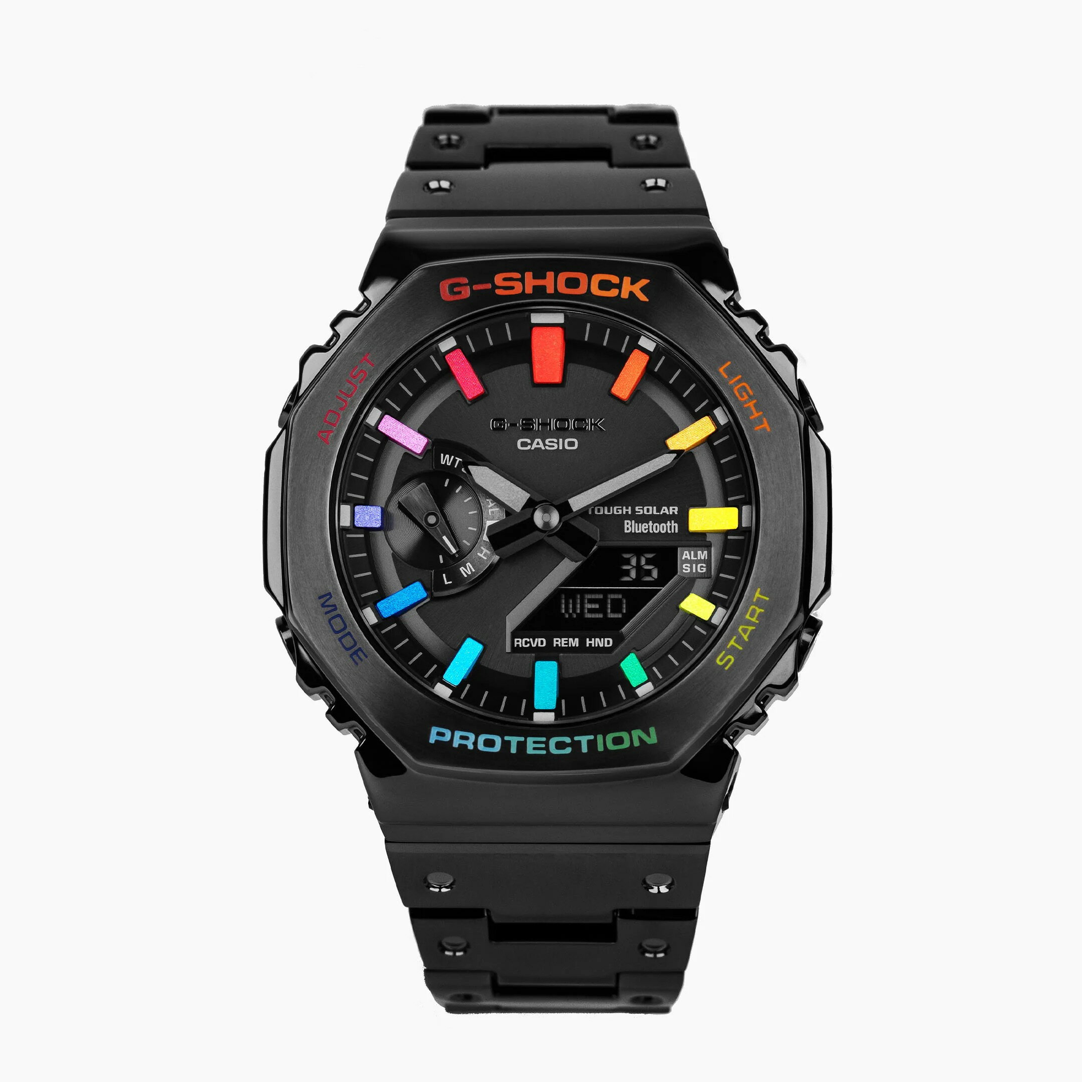 グッチ CasiOak BLACK Metal Rainbow (ブラックメタルレインボー）G-Shockシリーズ　Gショック IFLW ウォッチ 腕時計1本 防水 rolex ロレックス インテリア 収納 フランクミューラー オメガ ルイヴィトン グッチ ブライトリング カシオ GA-2100 45mm