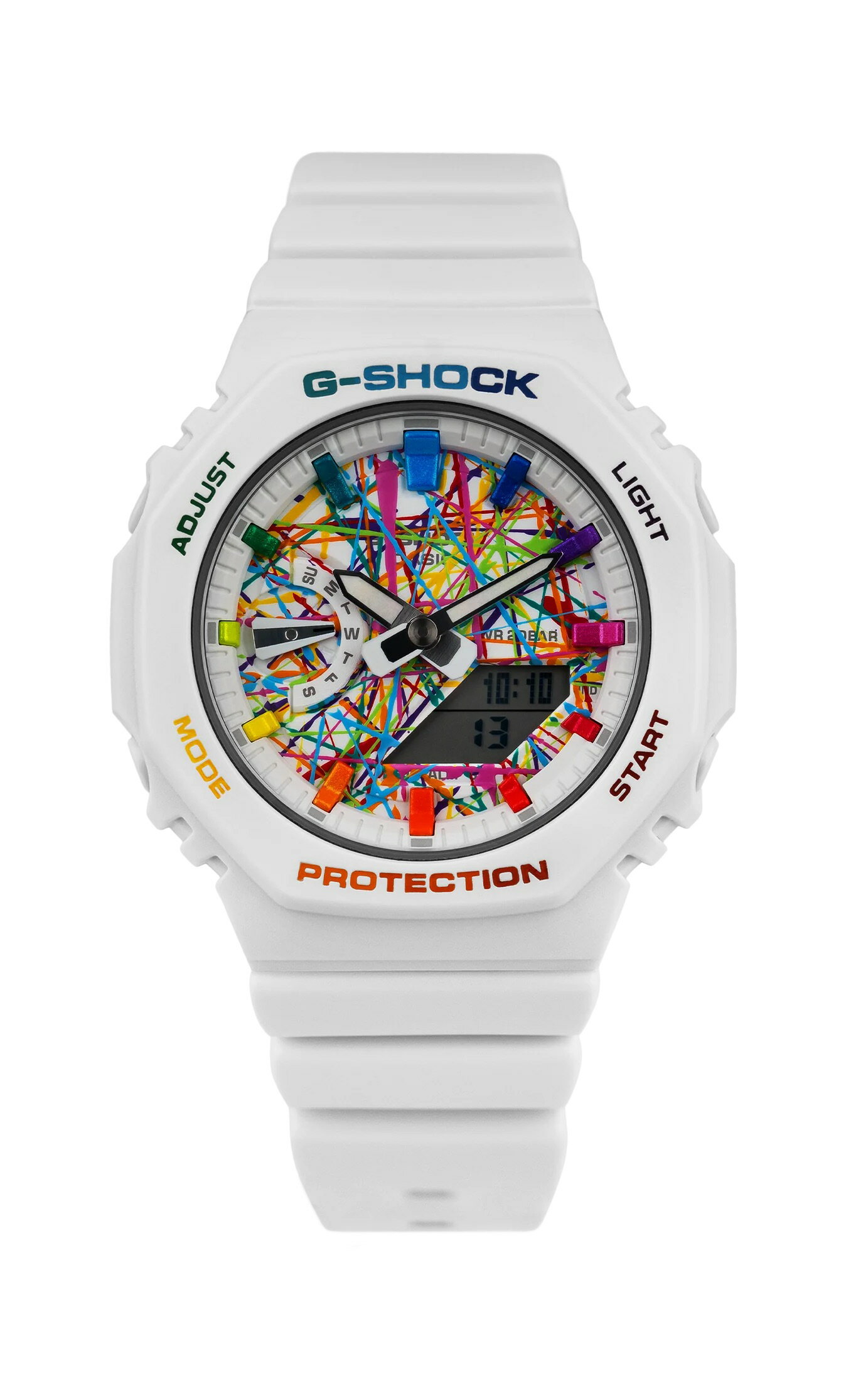 Gショックミニ CasiOak Mini White Freak Rainbow (カシオーク ミニ/ホワイトフリークレインボー）G-Shockシリーズ　Gショック IFLW ウォッチ 腕時計1本 防水 rolex ロレックス インテリア 収納 フランクミューラー オメガ ルイ 43mm G-Shock GMA-S2100 シリーズ