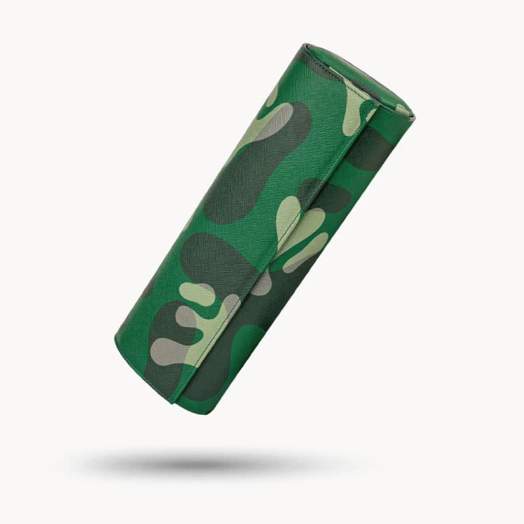 【IFLW】ウォッチロール 4本用 Green Camo(グリーンカーキ迷彩) IFLWatches 時計ケース 本革ケース アイエフエル ウォッチケース 収納ケース カモフラ 迷彩柄 緑 オレンジ アルカンタラ エピ タイガ 時計用 誕生日 高級 ビビッド リストウォッチ 腕時計