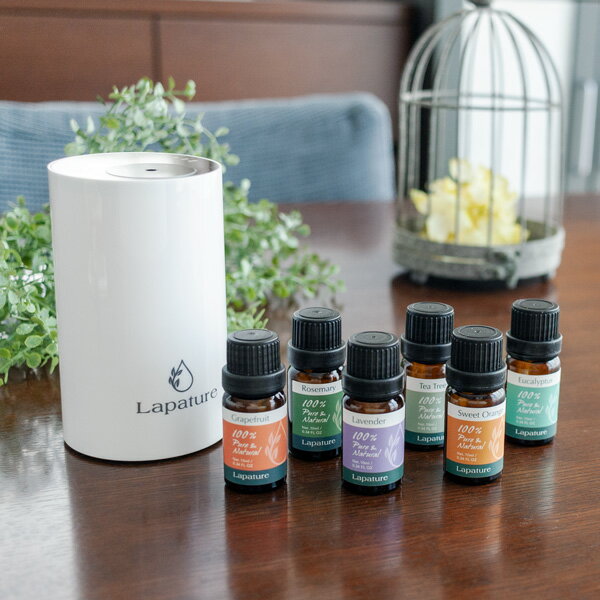 【楽天スーパーSALE】Lapature ネブライザー式エッセンシャルオイルディフューザー(LPT-CD1)　スターターセット（精油6種・オープナー付） 芳香剤 引越祝い プレゼント ラッピング ルームフレグランス