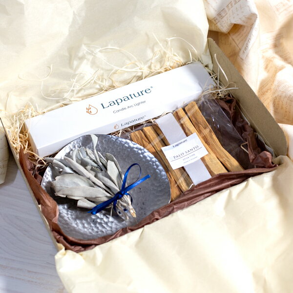 【ラッピング済ギフト】Lapature パロサント・ホワイトセージ・トレイ・アークライターギフトセット