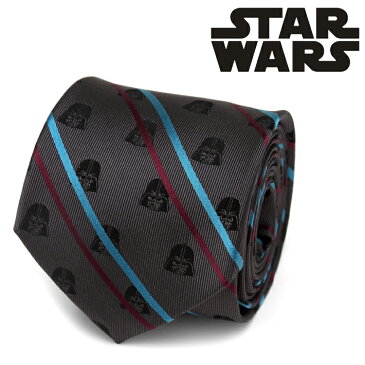 ネクタイ メンズ 紳士 シルク Darth Vader Black Striped Men's Tie スターウォーズ ダースベイダー ブルー＆レッド ストライプ SW-VDR-STP-BK-TR グレー