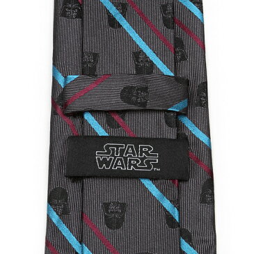 ネクタイ メンズ 紳士 シルク Darth Vader Black Striped Men's Tie スターウォーズ ダースベイダー ブルー＆レッド ストライプ SW-VDR-STP-BK-TR グレー