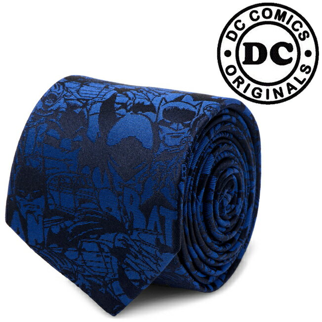 メンズ 紳士 ネクタイ シルク Various Licensed Blue Batman Comic Tie バットマン DC アメコミ柄 ブルー DC-BATC-BL-TR