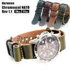 腕時計 ベルト バンド Horween Chromexcel NATO ホーウィン クロムエクセル レザー Rev1.1 20mm 22mm