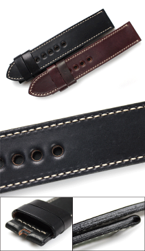 時計 腕時計 ベルト 時計バンド ドイツ FLUCO フルーコ 尾錠なし Horween Shell Cordovan ホーウィン シェルコードバン 馬革 Officine Panerai パネライ用 24mm 26mm