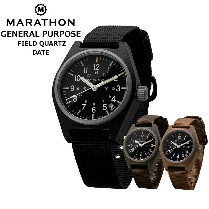 LANCASTER - 時計 腕時計 ミリタリーウォッチ アメリカ軍 MARATHON General Purpose Field Watch Date マラソン ジェネラルパーパス フィールドウォッチ デイト クォーツ WW194015BK-0108 WW194015SG-0103 WW194015DT-0103 ファイバーグラス