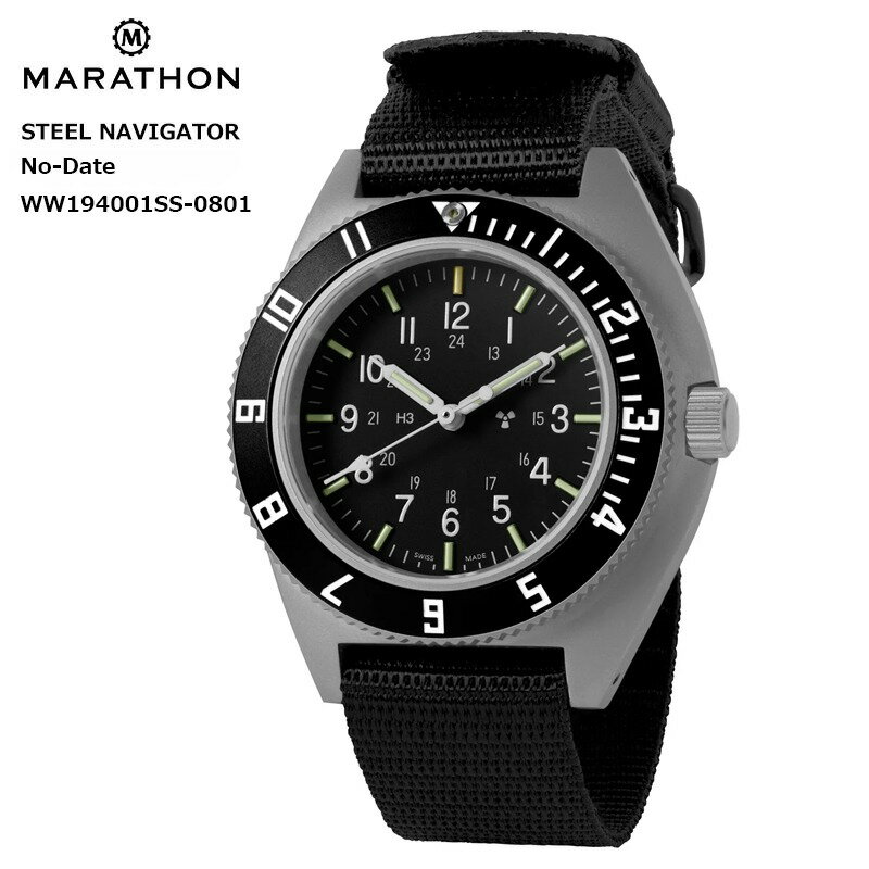 時計 腕時計 ミリタリーウォッチ アメリカ軍 MARATHON STEEL NAVIGATOR 【ノーデイト】 WW194001SS-080..