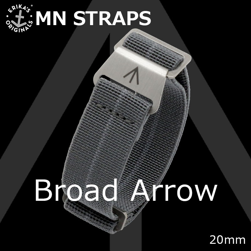 【交換工具・ばね棒つき】 腕時計 ベルト バンド ウォッチ フランス MN STRAP MARINE NATIONAL Erika's Originals マリーンナショナル MNストラップ 18mm 20mm Broad Arrow ブロードアロー グレー ミリタリー