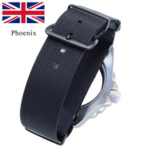 腕時計 ベルト ウォッチ イギリス Phoenix フェニックス社製 オールブラック NATO軍G10 正規 ナイロンストラップ 時計 ベルト