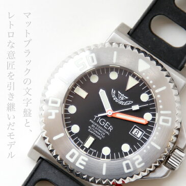 時計 腕時計 ダイバーズ イタリア SQUALE スクワーレ TIGER BLACK タイガーブラックダイヤル ダイバーズ 300m防水 AUTOMATIC 自動巻き