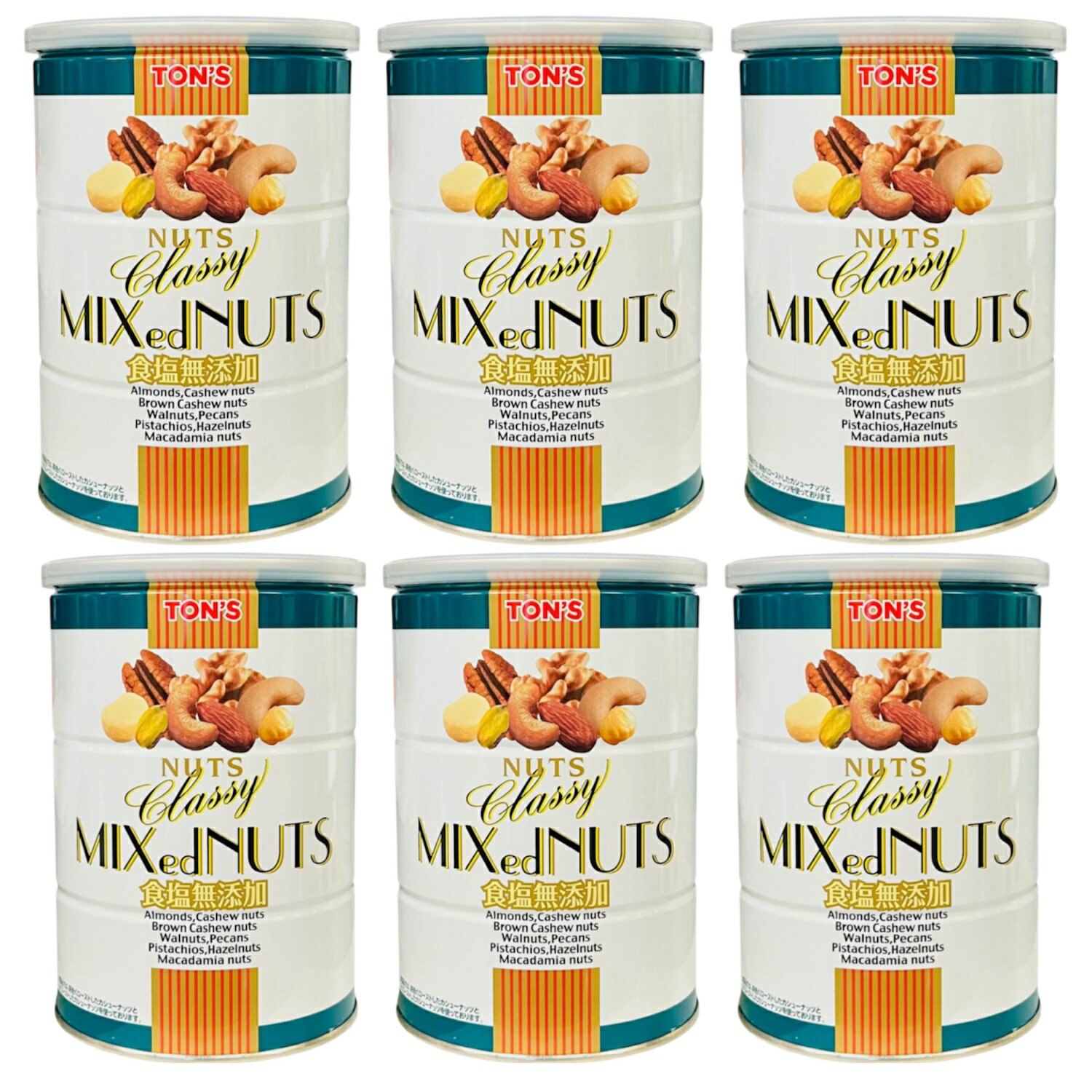 6個セット 東洋ナッツ 食塩無添加クラッシーミックスナッツ 缶 360g TON'S ナッツ ミックスナッツ 無塩..