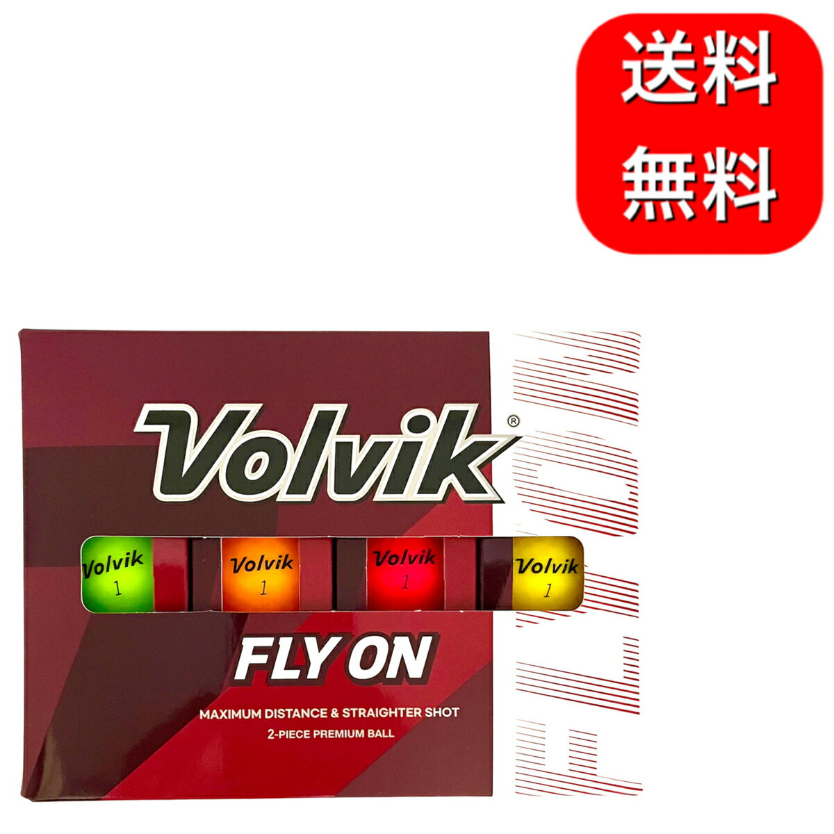 Volvik Fly On ゴルフボール マット仕上げ 2ピース構造 ボルビック フライオン マルチカラー