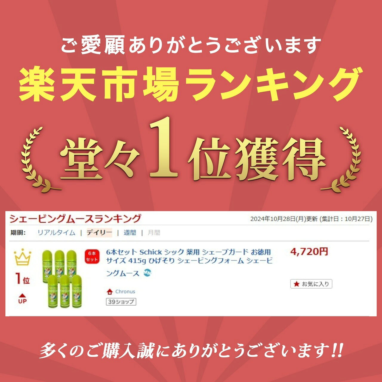 Chronus - クロノスの＼ランキング1位受賞／6本セット Schick シック 薬用 シェーブガード お徳用サイズ 415g ひげそり シェービングフォーム シェービングムース｜アングル2