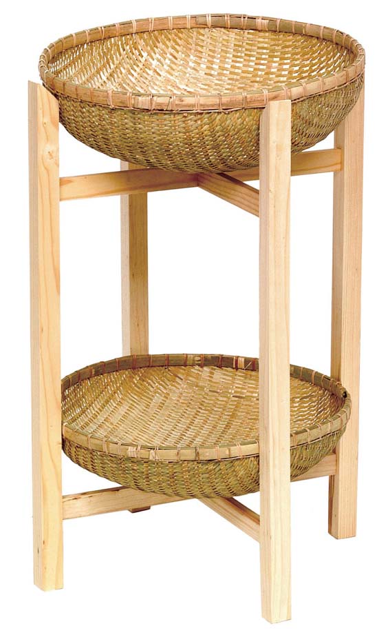 【ポイント20倍】木製 かご付飾り台(大)15-707L [萬洋] カゴEBM vol.24[1068-9]ディスプレイ用品