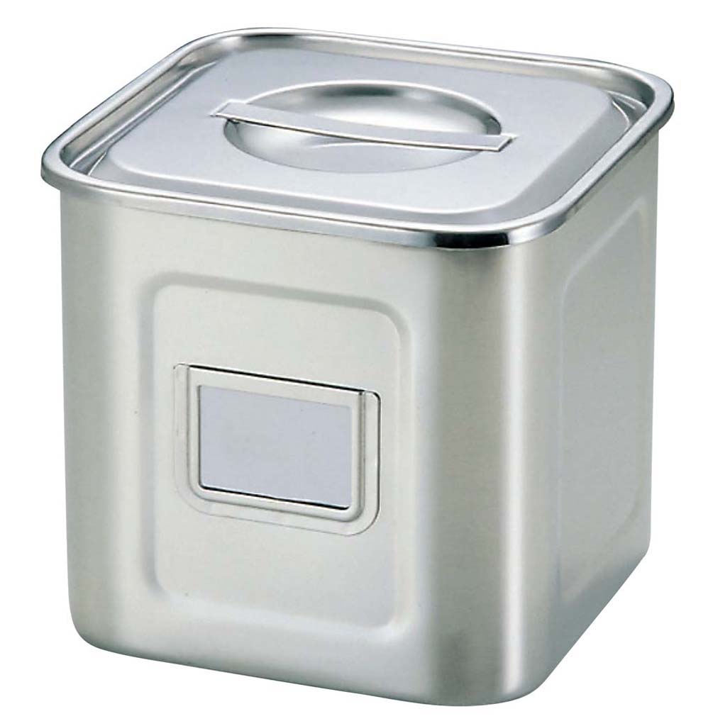 【ポイント20倍】UK 18-8 角型 キッチンポット 名札付 16.5cm EBM vol.25[641-5]ストックポット・保存..