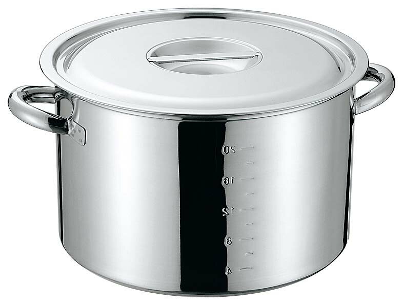 【ポイント20倍】クローバー 電磁モリブデン 半寸胴鍋(目盛付)45cm【電磁調理器200V】 EBM vol.25[98-2]IH・ガス兼用鍋