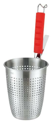 【ポイント20倍】UK 18-8 シリコン柄 カラーハンドルてぼ S レッド EBM vol.25[884-18]うどん・そば・..